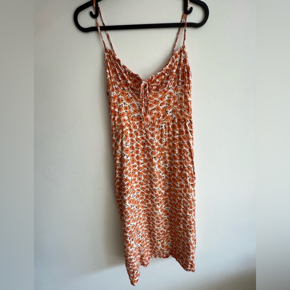 Orange ditsy floral midi dress - Picture 1 of 5